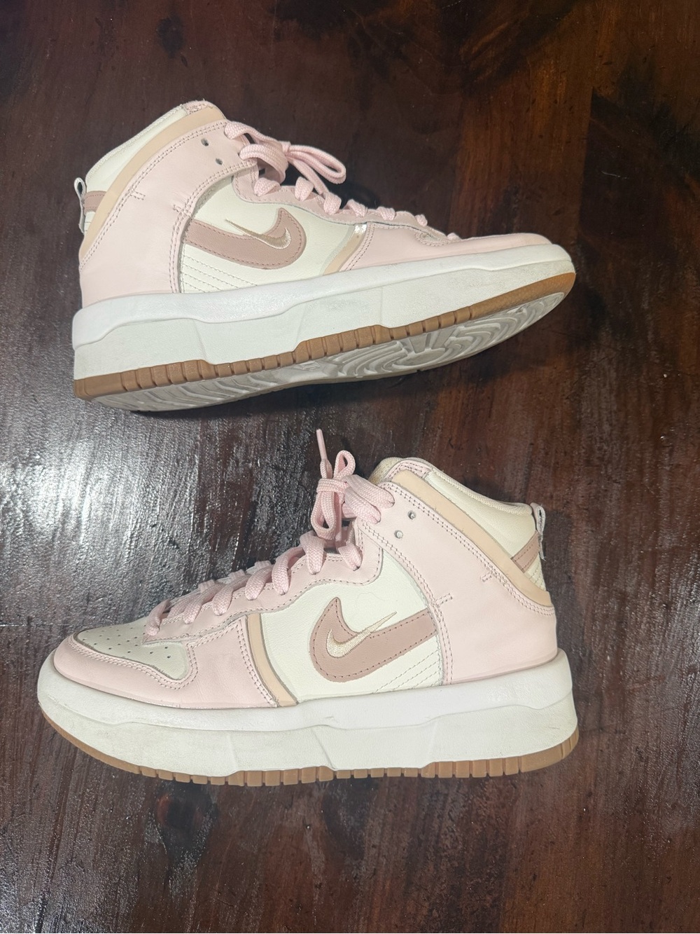 Nike Pink and Cream High-Top Sneakers